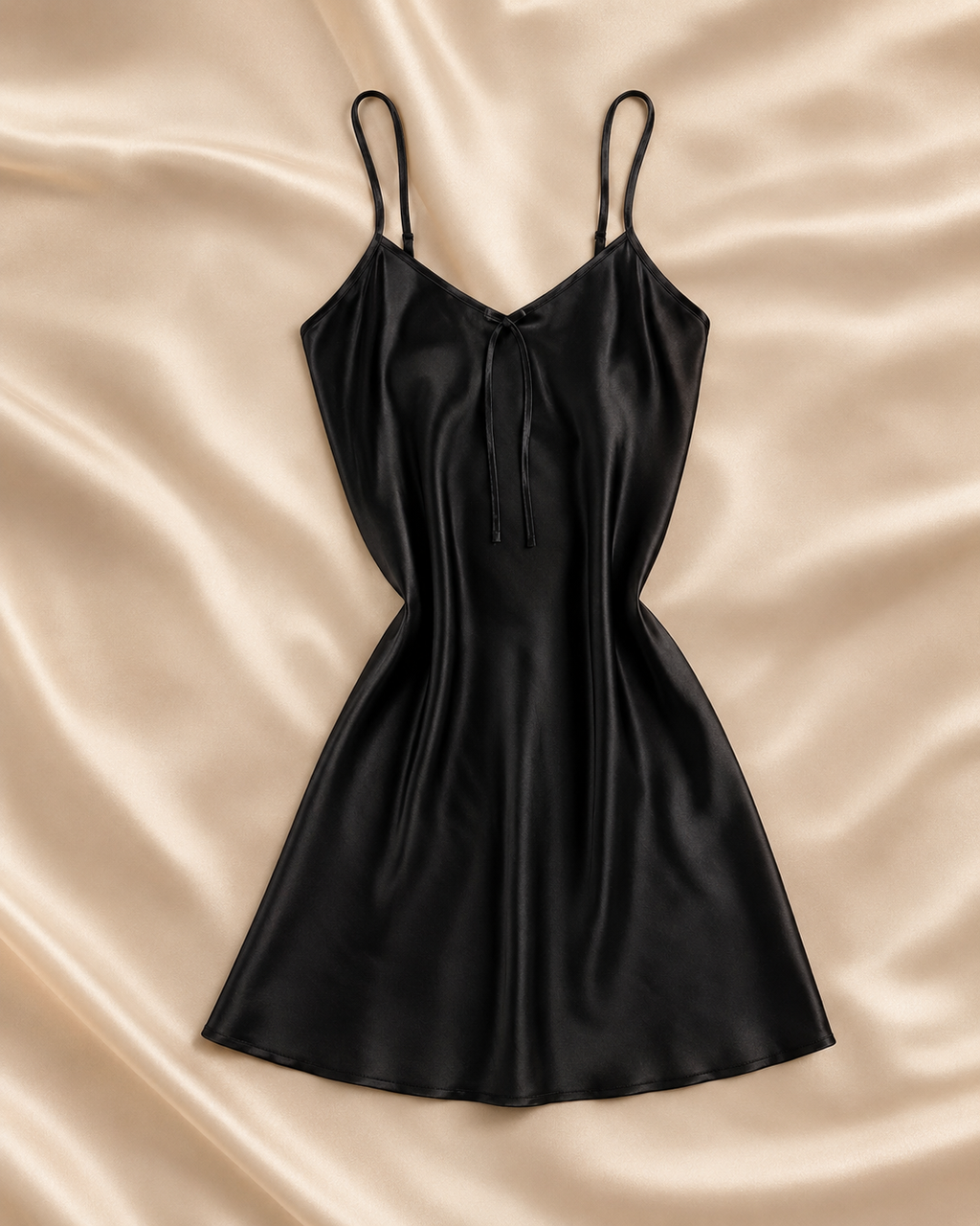Noir Élégance Satin Slip Dress