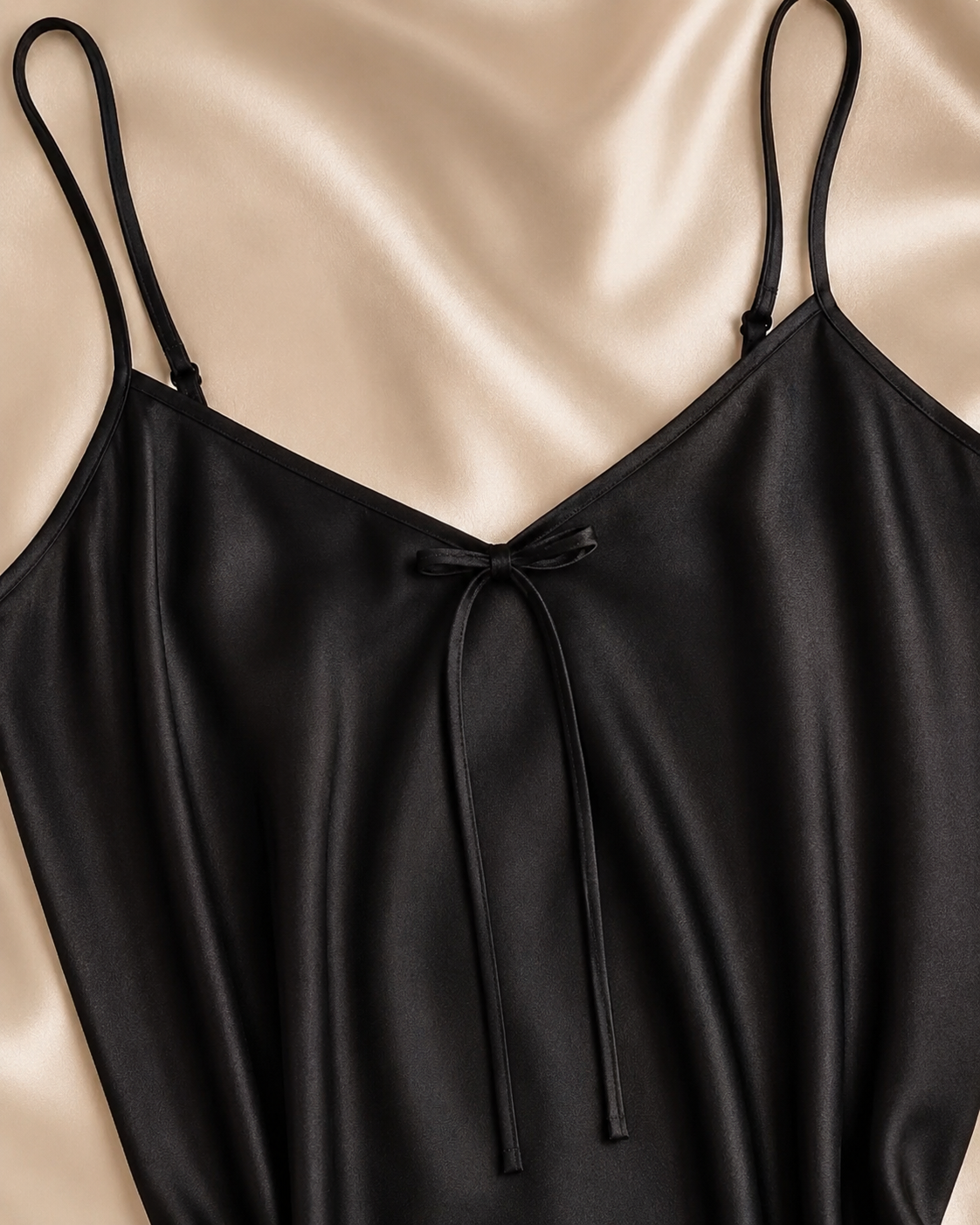 Noir Élégance Satin Slip Dress