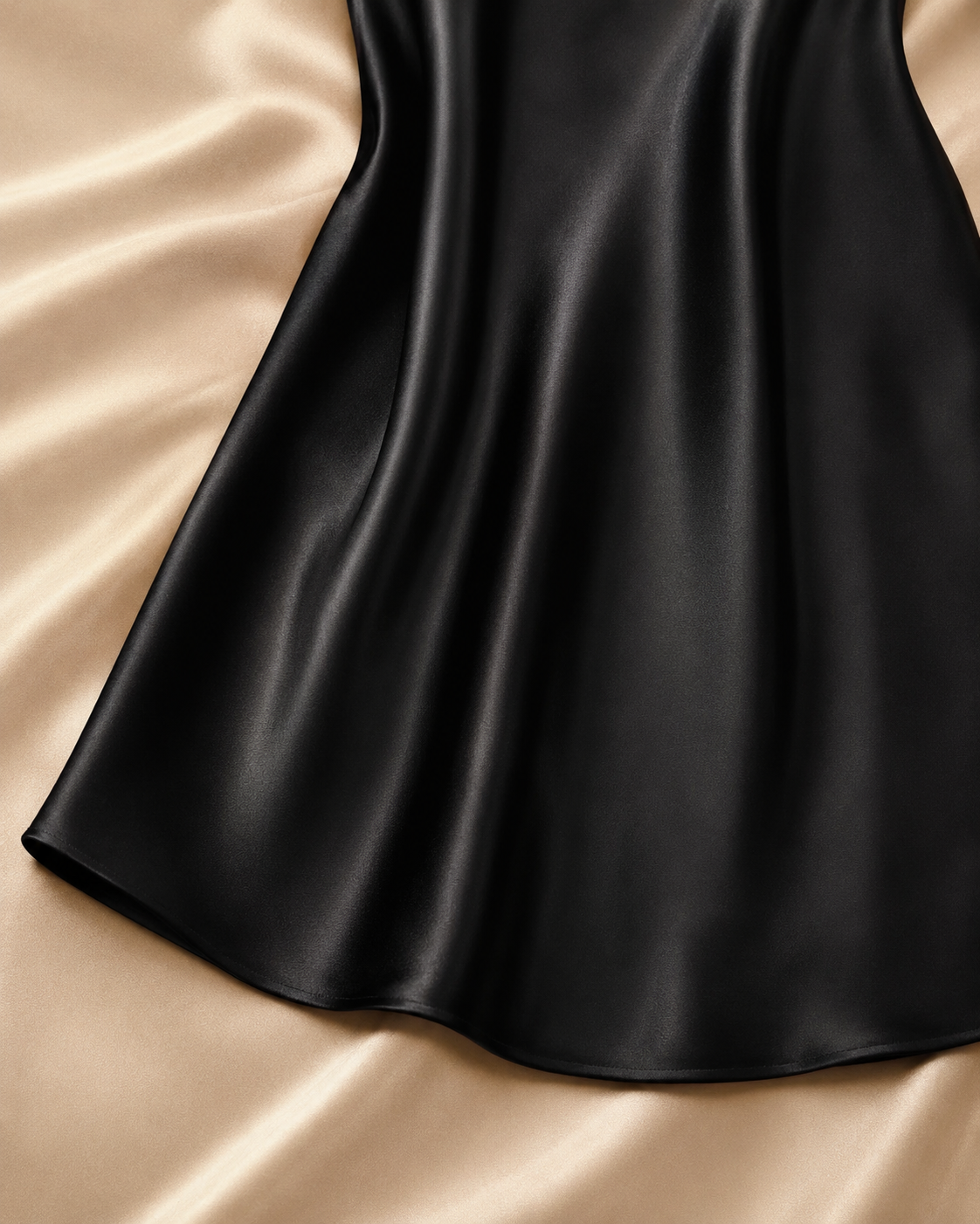 Noir Élégance Satin Slip Dress