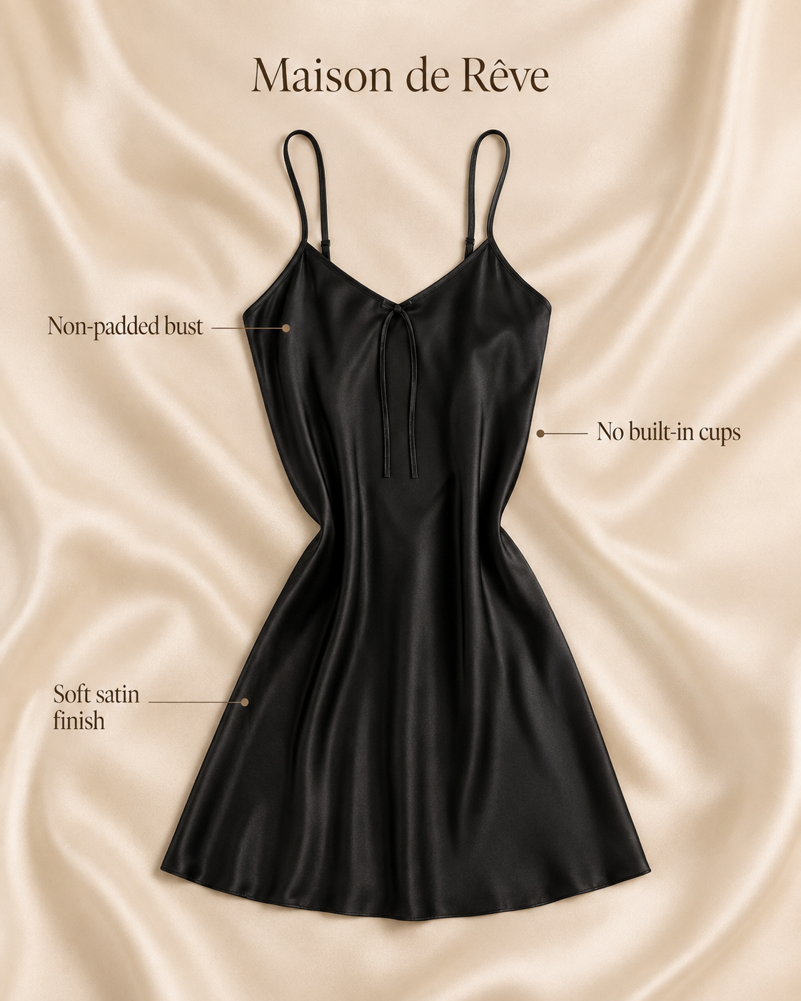 Noir Élégance Satin Slip Dress