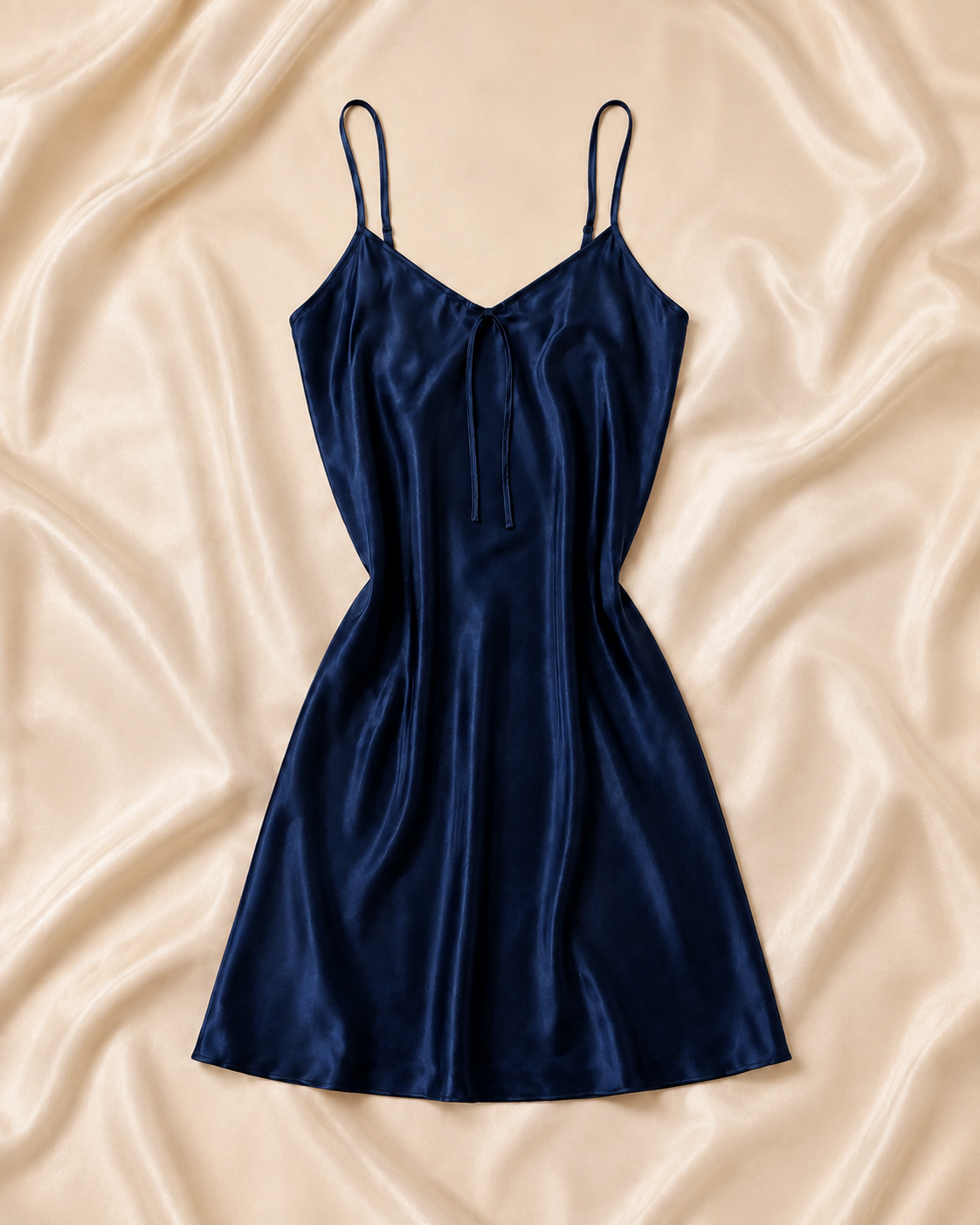 Bleu Nuit Satin Slip Dress