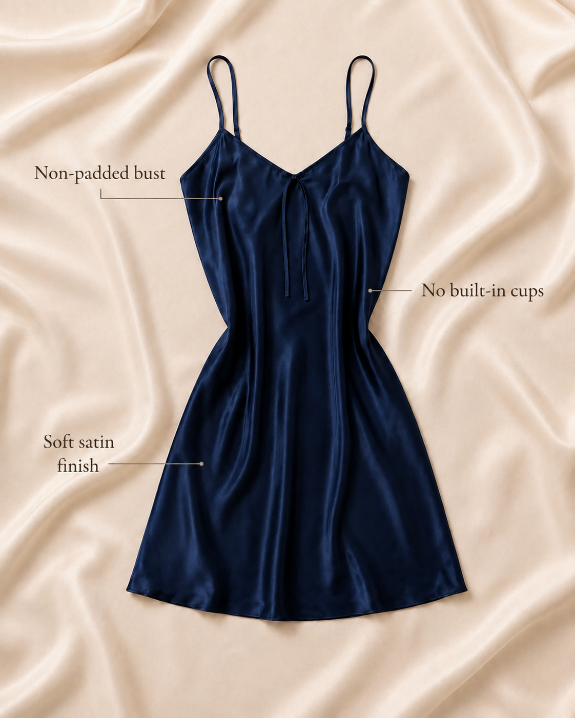Bleu Nuit Satin Slip Dress