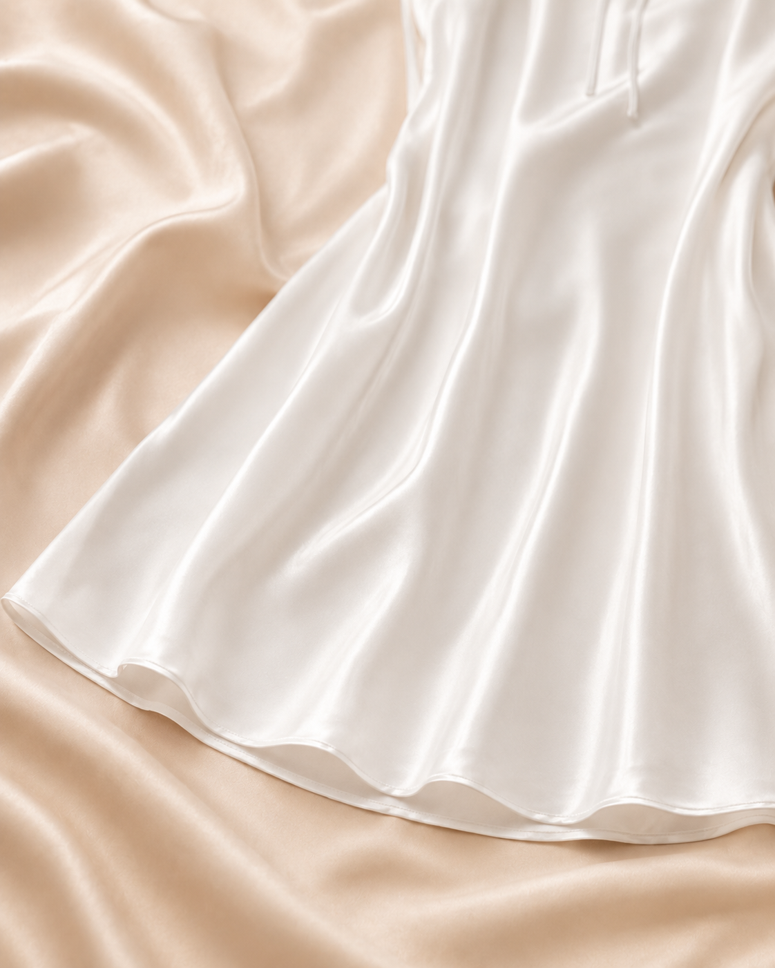Blanc Élégance Satin Slip Dress