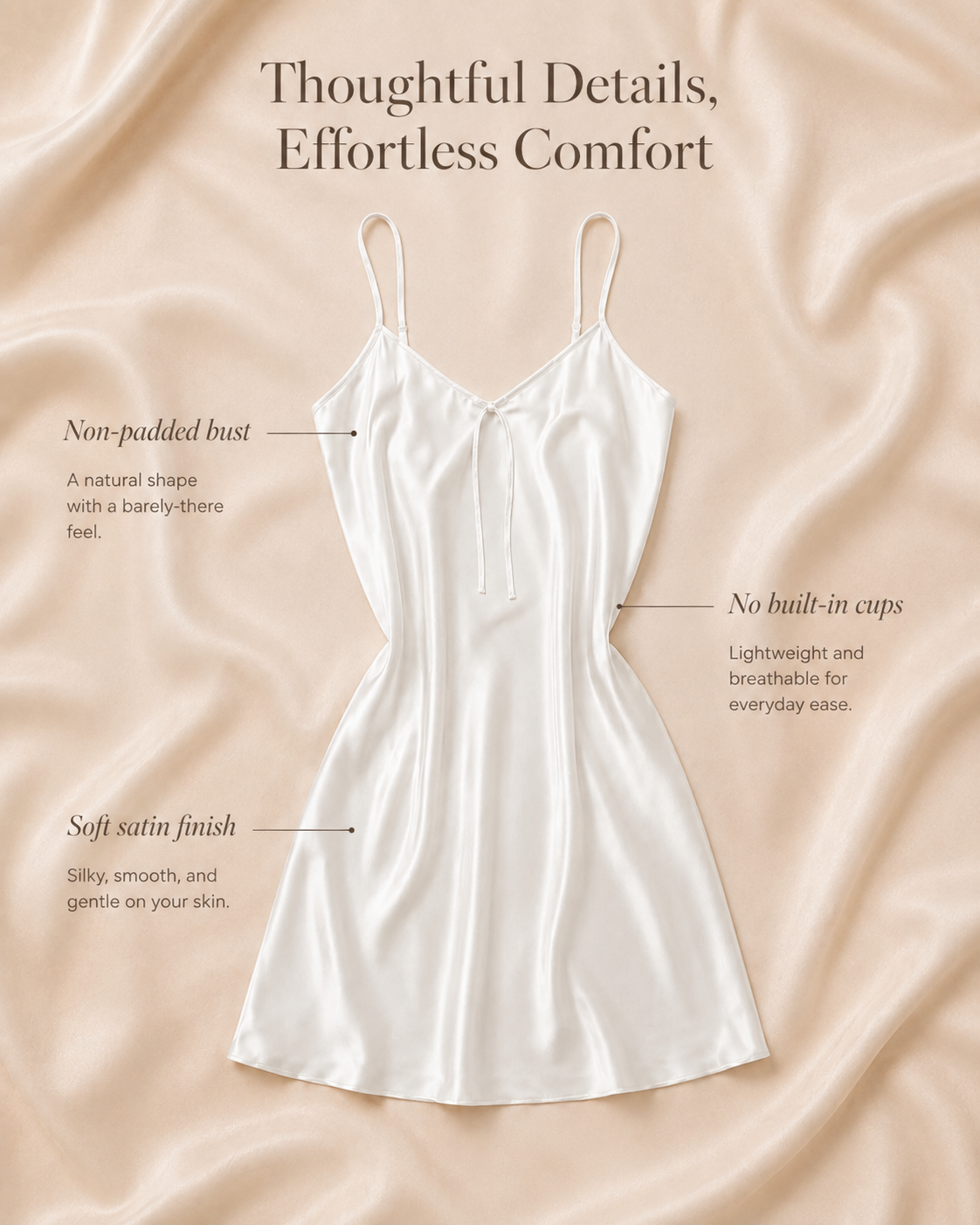 Blanc Élégance Satin Slip Dress